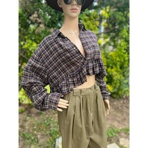 David Taylor Cropped Raw Hem flannel